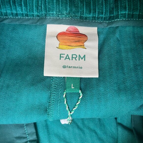 NWT Farm Rio Corduroy Wide Leg Pants Size L Green High waist - Picture 9 of 11